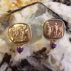 Tagliamonte Designer Gold/Amethyst Earrings